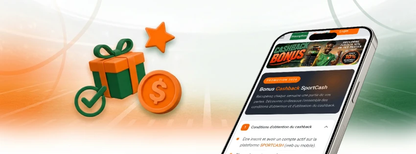 Bonus de bienvenue Sportcash Côte d'Ivoire